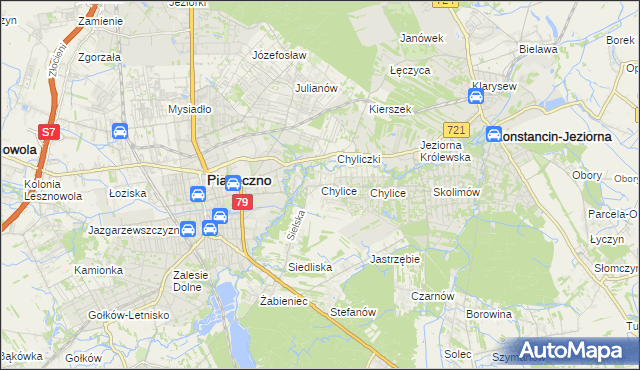 mapa Chylice gmina Piaseczno, Chylice gmina Piaseczno na mapie Targeo