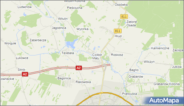 mapa Cicibór Mały, Cicibór Mały na mapie Targeo