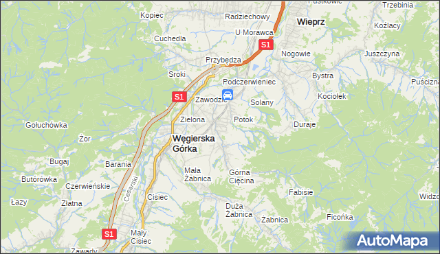 mapa Cięcina, Cięcina na mapie Targeo