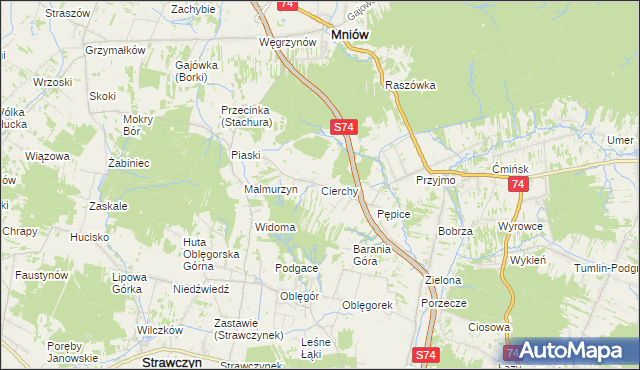 mapa Cierchy, Cierchy na mapie Targeo