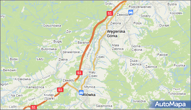 mapa Cisiec, Cisiec na mapie Targeo