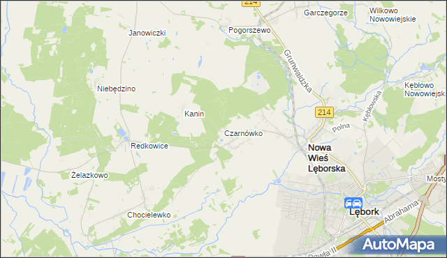 mapa Czarnówko gmina Nowa Wieś Lęborska, Czarnówko gmina Nowa Wieś Lęborska na mapie Targeo