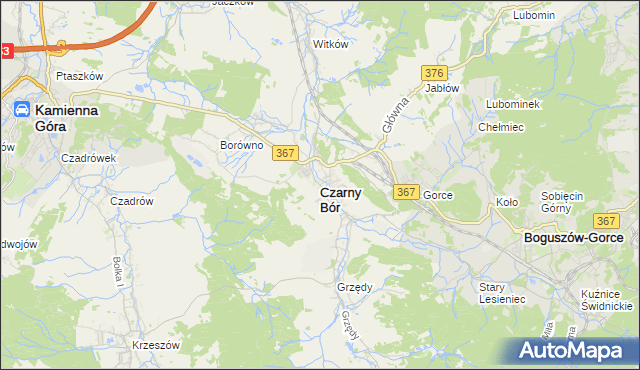 mapa Czarny Bór, Czarny Bór na mapie Targeo