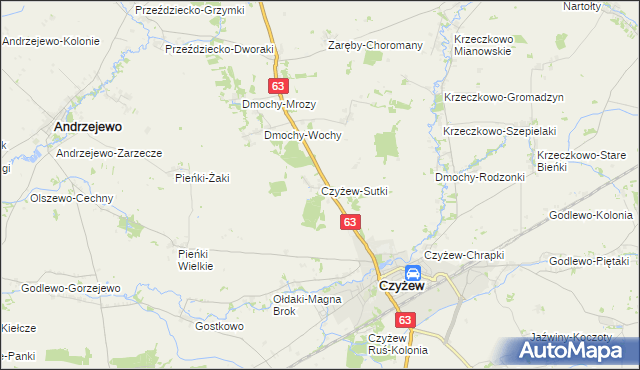 mapa Czyżew-Sutki, Czyżew-Sutki na mapie Targeo