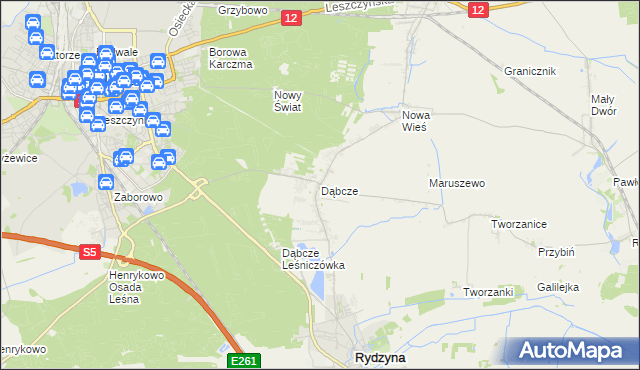 mapa Dąbcze, Dąbcze na mapie Targeo