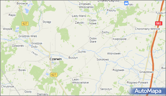 mapa Dąbek gmina Czerwin, Dąbek gmina Czerwin na mapie Targeo