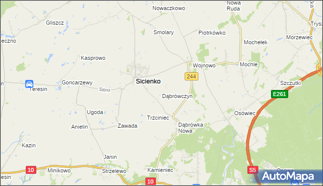 mapa Dąbrówczyn, Dąbrówczyn na mapie Targeo