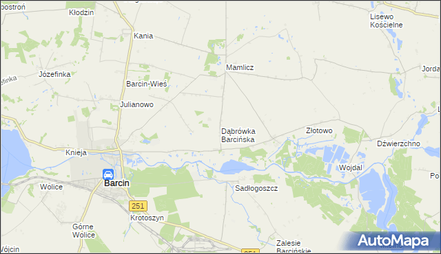 mapa Dąbrówka Barcińska, Dąbrówka Barcińska na mapie Targeo
