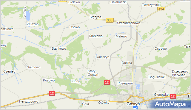 mapa Daleszyn, Daleszyn na mapie Targeo