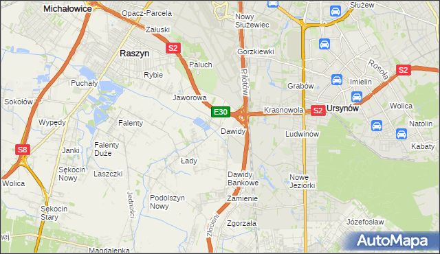 mapa Dawidy gmina Raszyn, Dawidy gmina Raszyn na mapie Targeo