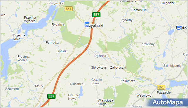 mapa Dębniak gmina Szypliszki, Dębniak gmina Szypliszki na mapie Targeo