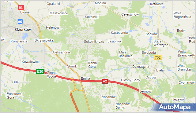 mapa Dębniak gmina Zgierz, Dębniak gmina Zgierz na mapie Targeo