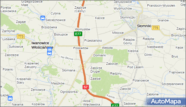 mapa Domiarki, Domiarki na mapie Targeo