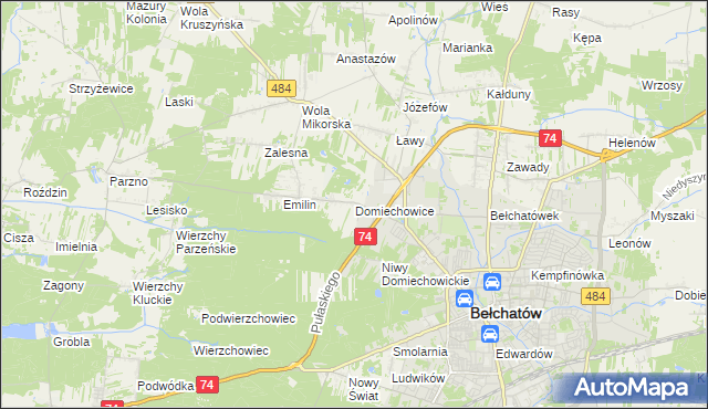 mapa Domiechowice, Domiechowice na mapie Targeo