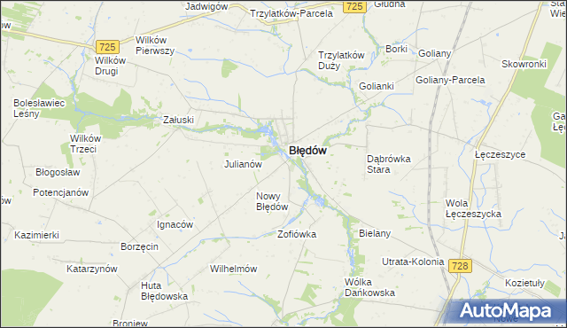 mapa Fabianów gmina Błędów, Fabianów gmina Błędów na mapie Targeo