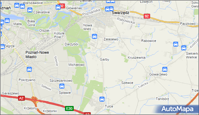 mapa Garby gmina Swarzędz, Garby gmina Swarzędz na mapie Targeo