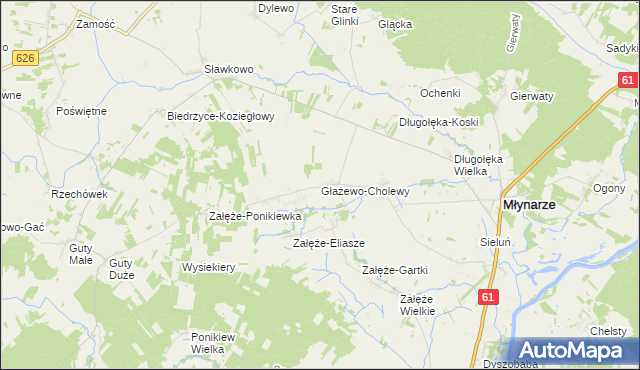 mapa Głażewo-Cholewy, Głażewo-Cholewy na mapie Targeo