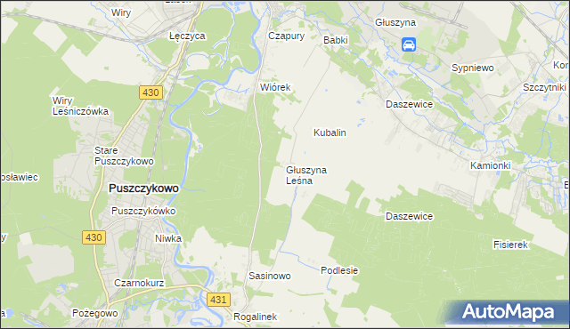 mapa Głuszyna Leśna, Głuszyna Leśna na mapie Targeo