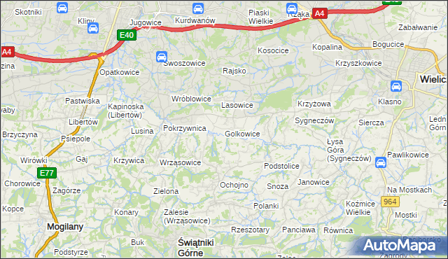mapa Golkowice, Golkowice na mapie Targeo
