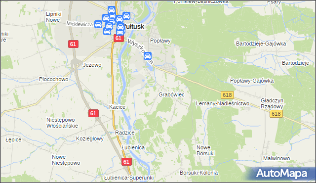 mapa Grabówiec gmina Pułtusk, Grabówiec gmina Pułtusk na mapie Targeo