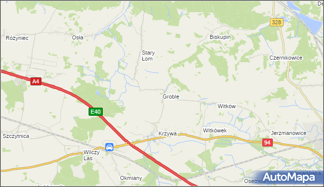 mapa Groble gmina Chojnów, Groble gmina Chojnów na mapie Targeo