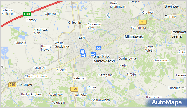 mapa Grodzisk Mazowiecki, Grodzisk Mazowiecki na mapie Targeo