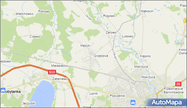 mapa Grzędzice, Grzędzice na mapie Targeo