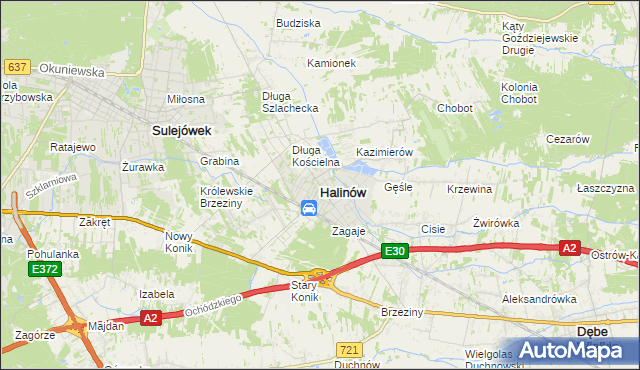 mapa Halinów powiat miński, Halinów powiat miński na mapie Targeo