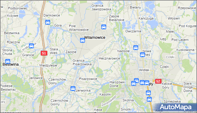 mapa Hecznarowice, Hecznarowice na mapie Targeo