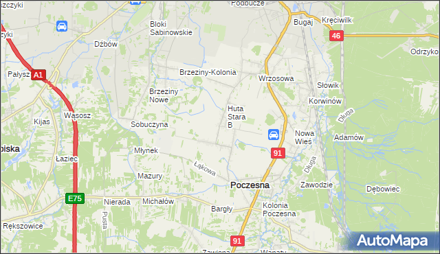 mapa Huta Stara A, Huta Stara A na mapie Targeo