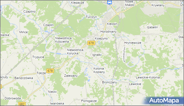 mapa Ignatki gmina Juchnowiec Kościelny, Ignatki gmina Juchnowiec Kościelny na mapie Targeo