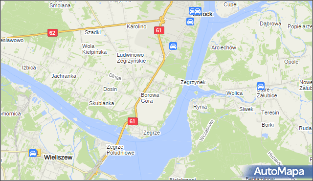 mapa Jadwisin gmina Serock, Jadwisin gmina Serock na mapie Targeo