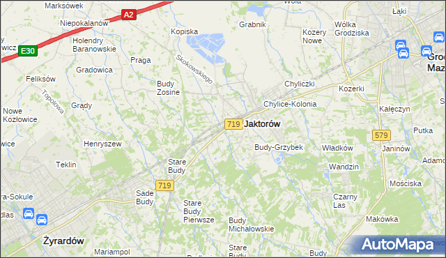 mapa Jaktorów-Kolonia, Jaktorów-Kolonia na mapie Targeo