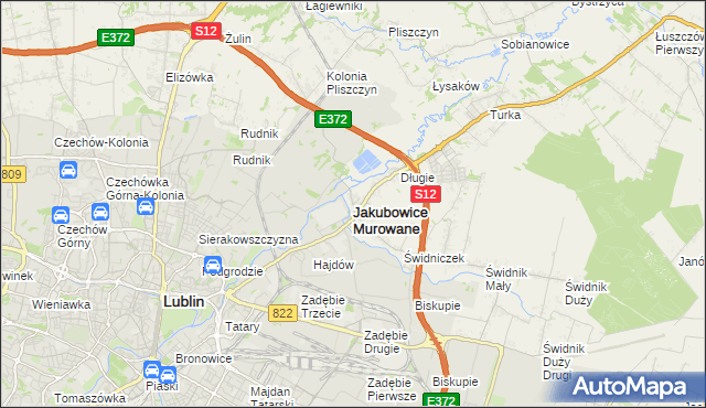 mapa Jakubowice Murowane, Jakubowice Murowane na mapie Targeo