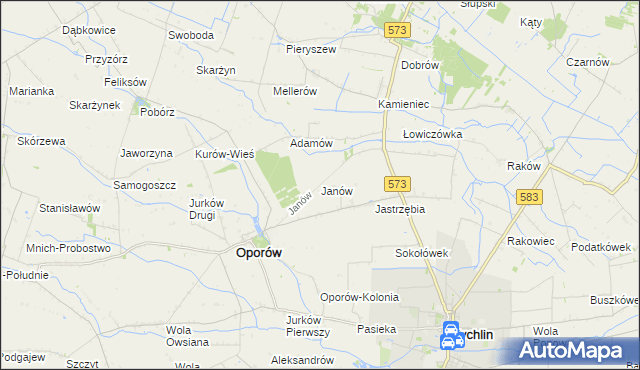 mapa Janów gmina Oporów, Janów gmina Oporów na mapie Targeo