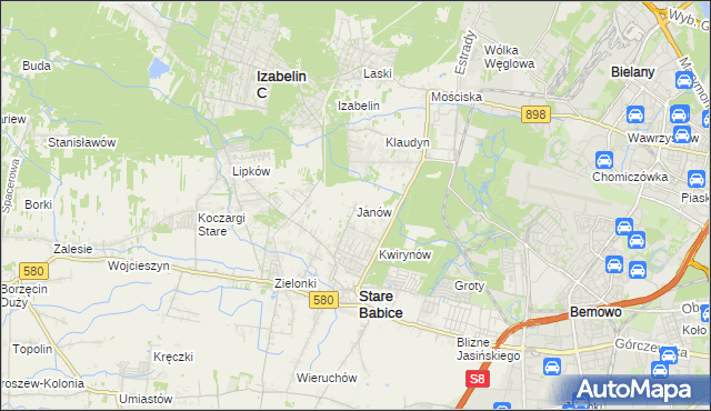 mapa Janów gmina Stare Babice, Janów gmina Stare Babice na mapie Targeo