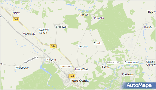mapa Janowo gmina Iłowo-Osada, Janowo gmina Iłowo-Osada na mapie Targeo