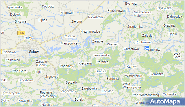 mapa Jaroszówka gmina Gdów, Jaroszówka gmina Gdów na mapie Targeo