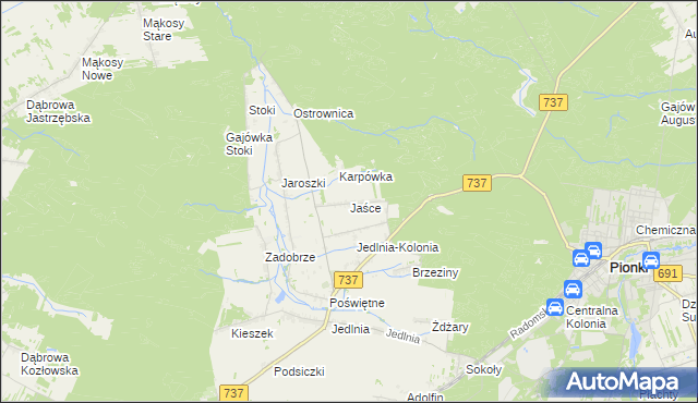 mapa Jaśce, Jaśce na mapie Targeo