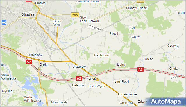 mapa Joachimów, Joachimów na mapie Targeo