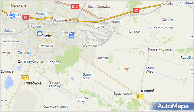 mapa Józefin gmina Kamień, Józefin gmina Kamień na mapie Targeo