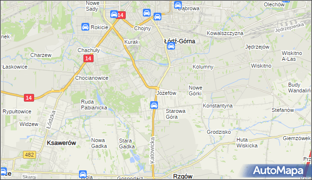 mapa Józefów gmina Łódź, Józefów gmina Łódź na mapie Targeo