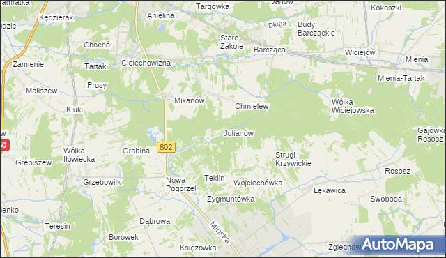 mapa Julianów gmina Siennica, Julianów gmina Siennica na mapie Targeo