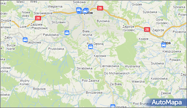 mapa Kąclowa, Kąclowa na mapie Targeo