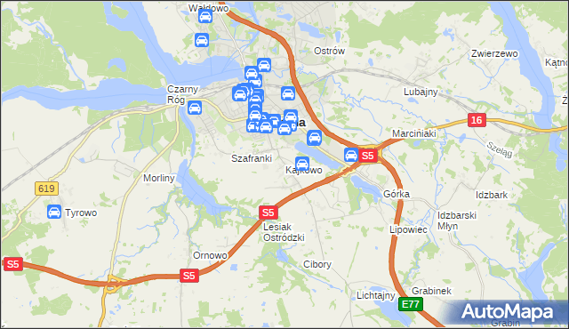 mapa Kajkowo, Kajkowo na mapie Targeo