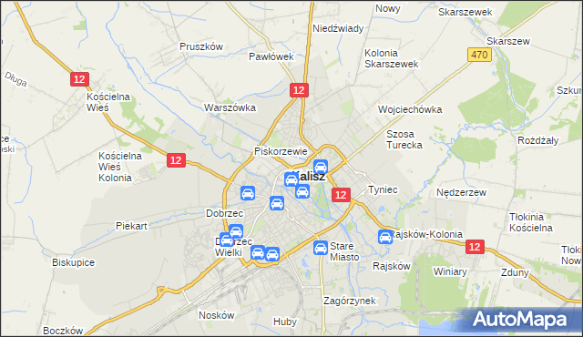 mapa Kalisza, Kalisz na mapie Targeo