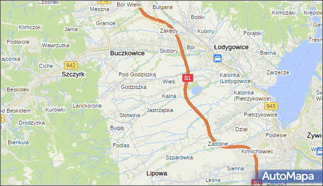 mapa Kalna, Kalna na mapie Targeo