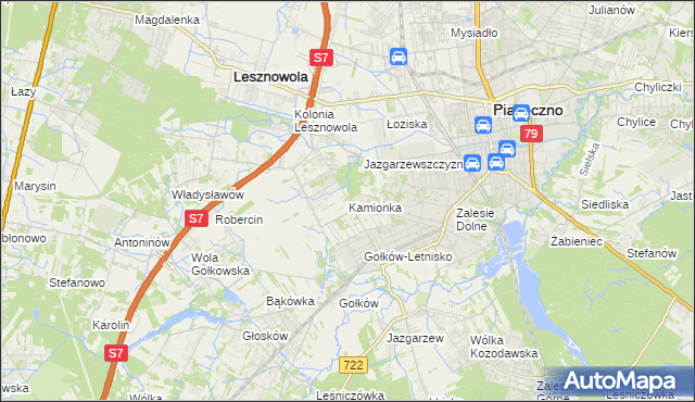 mapa Kamionka gmina Piaseczno, Kamionka gmina Piaseczno na mapie Targeo