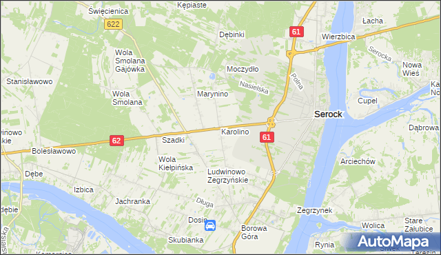 mapa Karolino gmina Serock, Karolino gmina Serock na mapie Targeo