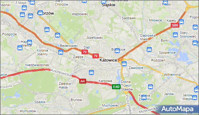 mapa Katowic, Katowice na mapie Targeo